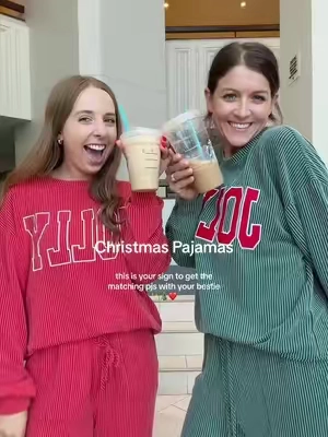 nothing better than matching with your bestie ❤️✨🎄 #christmaspajamas #pajamas #girlsnight #christmasinjuly 