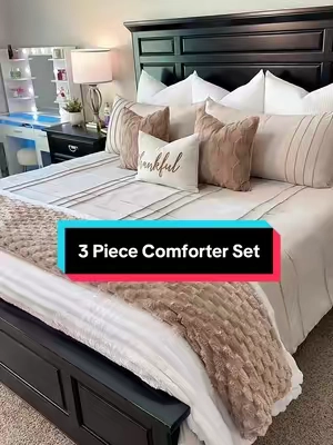 Such a good deal for this comforter! #comforter #comforterset #bedding #beddingset #neutralbedroom 