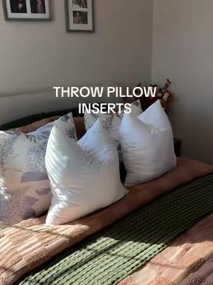 save your money on expensive pillow inserts 😌 these are fluffy, hold the perfect pillow chop, and make your bed look so luxe for way less. #throwpillows #pillows #pillowinserts #decorativepillows #throwinserts 