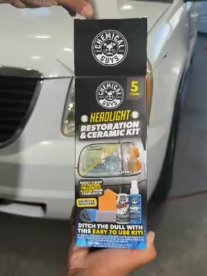 Clear up hazy yellow headlights by hand with our Headlight Restoration Kit! #ChemicalGuys #DetailingLife #CarDetailing #beforeafter