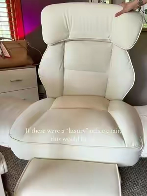 POV: Your home office finally matches your Pinterest board. ✨ This luxury cross-leg vegan leather chair is ridiculously comfortable, looks high-end, and actually makes long workdays better. #luxuryoffice #officechair #crossleggedchair #officedecor #officefurniture 