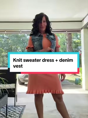 The sweater dress you’ll wear on repeat. 🤍✨ Soft, stretchy, modest, and flattering with the cutest ruffle details. Pair it with a denim vest, boots, or sneakers for an effortless look you’ll love all season. #sweaterdress #denimvest #tiktokshopsummersale #fallfashioninspo #knitdress 