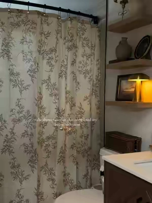 the floral shower curtain of my dreams 🤍 #floralcurtains #showercurtains #bathroomdecor #bathroomcurtains #aestheticbathroom 