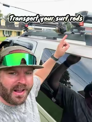 Finally a way to transport long fishing poles on your vehical without breaking them down! #surffishing #pompano #surfrods #surf #beachfishing 