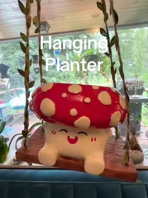 Smiley Face mushroom guy Hanging Planter Pot with Drainage Feature, 3.9in Opening, Gifts for Plant Lovers Cottagecore Mushroom Lover, Summer Vibes #planter #plants #PlantTok #PlantLover #mushroom 