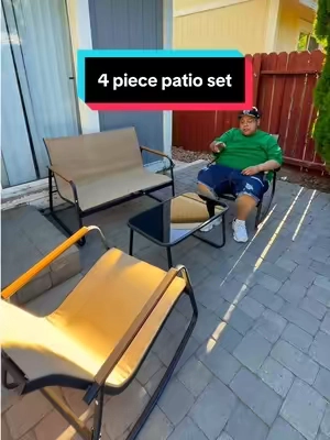 4 piece patio set 🪑 Breathable, sturdy and rust proof 👌  #patioset #patiofurniture #patio #furniture #tiktokshopsummersale 