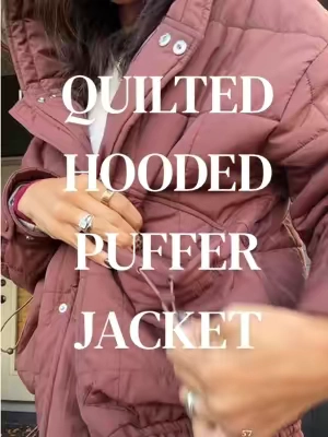 Finally a hooded full zip puffer jacket! Great look for less! #pufferjacket #lightweightjacket #quiltedjacket #tiktokshopcreatorpicks #womensjacket 