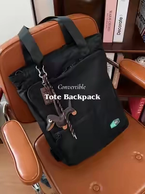 It’s not just a tote bag…but also a backpack! Genius 🤌🏻#backtoschool #backpack #totebag #collegebag #schoolbag 