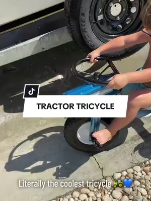 This little thing is SOOO cute! 🚜 #tricycle #kidstricycle #rideontoys #outdoorfun #outdoortoys 