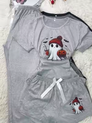 So cute!!!🎃👻#pajamas #pajamaset #halloween #comfortable #solid #tiktokshopsummersale #growtogether #spotlightfinds #summerween 
