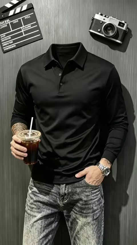 Our best selling long sleeve polo for men is back in stock! Super soft stretch fabric, lightweight and breathable. #menslongsleeve#menstshirt#OOTD#fyp#tiktokshop 
