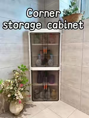 This corner cabinet saves so much bathroom space.#tiktokshop #corner #storage #cabinet #bathroom 