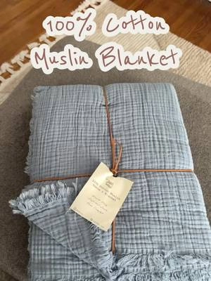 Soft, cozy, breathable cotton blanket!  #cottonblanket #cottonthrow #muslincotton #blanketseason #cozyhomedecor 