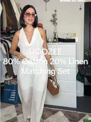 Chic Matching Set 🤍@UOOZEE USA #matchingsetsforwomen #uoozee #cottonlinen #oldmoneyaesthetic #chicoutfits 