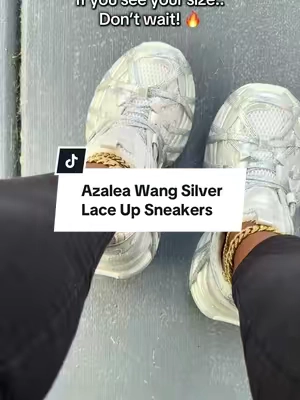 The Azalea Wang Silver Lace-Up Sneakers are the statement shoes your wardrobe has been waiting for. ✨ These metallic sneakers instantly elevate jeans, leggings, dresses, and more while keeping you comfortable all day. If you’re looking for trendy silver sneakers that stand out and go with everything, don’t wait—these are a must-have! #AzaleaWang #Sneakerhead  #FashionFinds #SneakerStyle  #tiktokshopcreatorpicks 