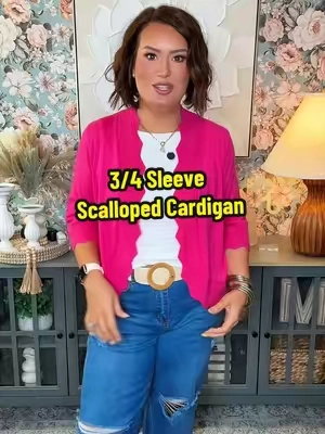 It’s in all the little details for me!! This scalloped cardigan has a 3/4 sleeve and a super lightweight finish, making it perfect for the transitional weather that’s on its way!! 😍 @Grecerelle.fashion #cardigan #cardiganoutfit #layeringoutfits #grecerelle #ttsacl 