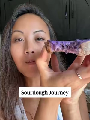 If you’re new to sourdough and looking for easy recipes/directions check out @🤘🏼☀️Maranda-TVH☀️🤘🏼   Sourdough recipe: 1 cup starter 1 cup water 3 cups of flour 3/4 TBSP of salt Add water while mixing to get shaggy dough consistency I did a double loaf (2x the ingredients) and added ube condensed milk cream (I don’t know how much, but I should have added more) For the cream cheese I just mixed cream cheese and ube condensed milk cream 💜  #sourdough #homemadebread #ube #breadslicer #sourdoughjourney 