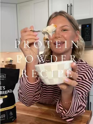 this banana bread protein powder just turned my yogurt into dessert 🤍 high protein, actually tastes sweet, and keeps me full for hours #tiktokshop #highproteinmeals #proteinyogurt #healthyrecipes #proteinhacks 