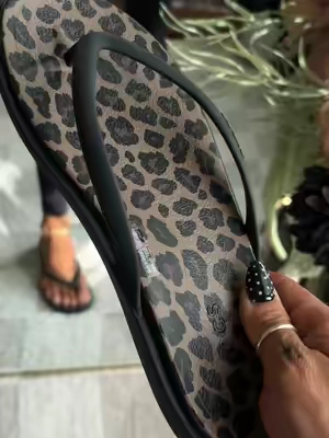 Miami Round Toe Flip Flop leopard print back in stock @Crocs #crocs #flipflops 