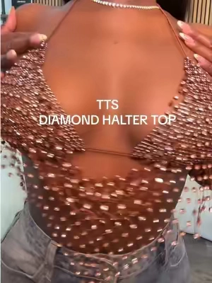 Diamond halter top 🔥🔥💛 I’m wearing a medium ! #haltertop #sparkletop #diamondtop 