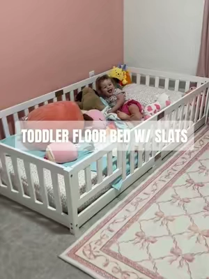 Best decision ever! She sleeps 12 hours every night, doesn’t climb out, and doesn’t have to be rocked to sleep anymore 💗 #floorbed #montessorifloorbed #toddlerbed #momfinds #tiktokshopsummersale 