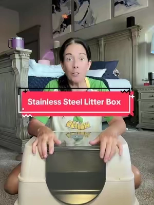 This three-in-one litter box can be used open, semi-enclosed, or fully enclosed. The flip-top lid makes scooping easier, while the stainless steel base is simpler to clean and less likely to hold odors than plastic. #StainlessSteelLitterBox #CatTok #CatProducts #PetFinds #CatOwners