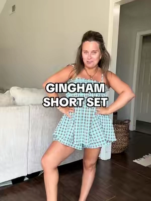 Fav set 🩵🤎👏🏻 #matchingset #gingham #lookforless #fallfashiontrends #bougieonbudget 
