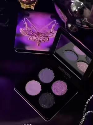 Goth makeup just got a plot twist: whimsy. 🌙✨  #KaleidosPalette in Twilight Rush This purple quad is your after-dark essential. Uncover smokey depth + captivating color in just four fantastical shades.  #purplemakeup #softgoth #whimsygoth #cooltonemakeup