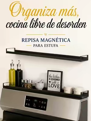 Organizador magnético ajustable para estufa, ideal para mantener especias, aceites y utensilios siempre al alcance. Aprovecha el espacio de la cocina con una instalación sencilla y un diseño práctico para el uso diario. #StoveShelf #KitchenOrganizer #SpiceRack #tiktokshopsummersale #tiktokshopcreatorpicks 