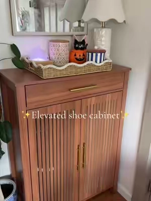 The perfect entryway piece if you’re looking for a shoe cabinet that has adjustable shelves#tiktokshopsummersale #tiktokshopbacktoschool #shoecabinet #shoeorganizer 