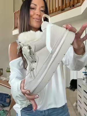 The IVORY in this winter, cut fleece lined, sneaker was a MUST. I was not chancing waiting on snagging these. They’re gonna fly! 