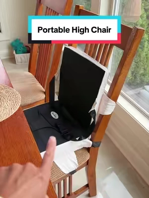 We LOVE our portable high chair technically called a booster seat! #boosterseat #toddlerseat #highchair #portablehighchair #toddlermusthaves 