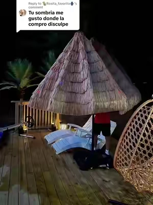 Replying to @🐒Rosita_favorita🪬 Sombrilla tiki de 15 pies con luces LED solares, base incluida y gran cobertura para disfrutar tu patio o área de alberca. #TikTokShop #OutdoorLiving #PatioUmbrella #PoolSetup #SummerFinds 