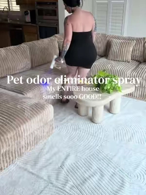 🤍✨ One quick spray and every room smells fresh, clean, and like a luxury hotel. If you love walking into a home that smells amazing, you need this! 🌿🏡💨 #CleanTok #petowner #odorremoval #odoreliminator #freshhome 