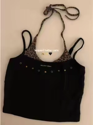 Ohh this is cute! ON SALE NOW ✨ #CamiTop #HalterTop #LeopardPrint #outfit #y2k 