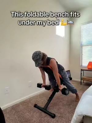 Replying to @MeekMeek One of my favorite things about this bench is how versatile it is. The 9 adjustable positions let me move from incline to flat to decline in seconds, so I can get more out of every workout. It has a sturdy steel frame with an 800 lb weight capacity, so it feels solid while I’m training. The thick cushioning adds comfort, and the quick-adjust design makes changing positions easy between exercises. When I’m finished, it folds completely flat, making it easy to store under my bed or in my closet. It’s a great option if you want a durable, space-saving bench for your home gym. @Bearbro Fitness Studio  #homegym #adjustablebench #workoutbench #homeworkout #strengthtraining 
