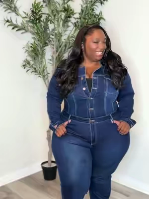 Day Dreaming denim jumpsuit ##plussize##fashion##jumpsuit#t#tiktokshopf#foryou