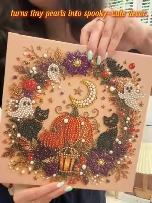 Relaxing Halloween DIY that turns tiny pearls into spooky-cute decor.👻🎃#DiamondPainting#HalloweenCrafts#FallHomeDecor#helloween2026🎃🎃 #DiamondArtKit