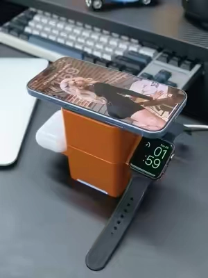 One charger for all your daily devices 🔋 Keep your phone, smartwatch, and earbuds powered up with this sleek 3-in-1 wireless charging station. Perfect for your desk, nightstand, or everyday setup.
 #WirelessCharger #ChargingStation #AppleAccessories #TechGadgets #DeskSetup
