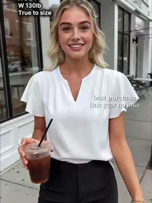 This white top makes every outfit look expensive 🤍 The sleeves are everything. Perfect for work, brunch, and everyday style! #whiteblouse #quietluxury #workwearstyle #summeroutfit #tiktokmademebuyit