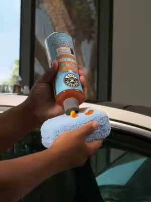 Remove water spots from glass super easy with Heavy Duty Water Spot Remover Gel! #ChemicalGuys #DetailingLife #CarDetailing #beforeafter #howto