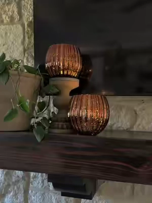 Give me all the fall decor with the soft lights 🤎🍂🧸#falldecor#mercuryglass 