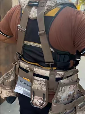 Cinturón de herramientas de camuflaje MELOTOUGH con Tirantes, equipo de suspensión de #carpintero resistente para #electricista, sistema combinado de 5 piezas de camuflaje caqui, tela balística 1680D, 22 bolsillos, bolsa para herramientas #Carpenter #Electrician #Framer