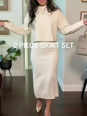 This chic sweater skirt set is the effortless outfit you’ll reach for all fall. Soft, flattering, and polished with a sleek midi silhouette—perfect for work, brunch, church, or date night. Pair together or mix and match for endless outfit ideas. 🤍 #SweaterSet #SkirtSet #FallFashion #QuietLuxuryStyle #OldMoneyAesthetic