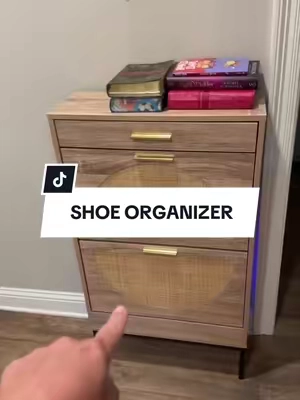 Shoe organizer perfect for small spaces!  #shoeorganizer #shoestorage #shoeshelf #dormroomdecor #shoerack 