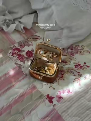 fits in all my bags 🎀 #jewelrycase #chic #purse #itgirl #organization chic girly whimsy clean girl aesthetic purse organization travel jewelry case mini 
