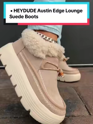 HEYDUDE Austin Edge Lounge Suede - Women's Comfortable Slip on Boots, cozy fall boots @@HeyDude##heydudeshoes##fallboots##cozyboots##tiktokshopcreatorpicks##fallstyle
