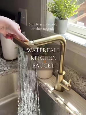 Completely elevated my kitchen. Install was less than an hour 🫢 #kitchenfaucet #faucet #waterfallfaucet #kitchenupgrade #kitchendesign