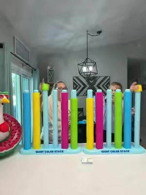 We love the giant color stack game. This is great for indoor or outdoor. It was so hot this week and this gave us an activity to do inside while we stayed cool. #giantcolorstack #colorstack #GameNight #familygames #games 