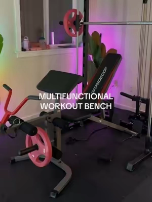 if you’re building a home gym, this workout bench is a must🔥 the leg extension attachment is such a bonus !! #adjustablebench #benchpress #workoutbench #homegymequipment #homegym 